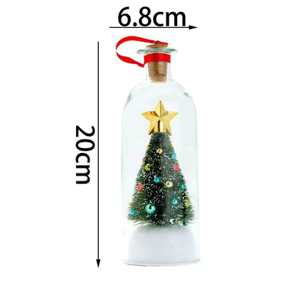 Recordable Christmas Tree Message Bottle Xmas Holiday Keepsake Christmas Tree Ornaments Snowy Scene in Nostalgic Bottle