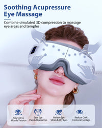 Eye Massager with Heat & Bluetooth Music, Christmas Birthday Gifts for Dad Mom Men Women, Heated Eye Mask for Migraines Relief, Reduce Strain, Headache Relief and Improve Sleep, Eye Care Device