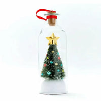 Recordable Christmas Tree Message Bottle Xmas Holiday Keepsake Christmas Tree Ornaments Snowy Scene in Nostalgic Bottle
